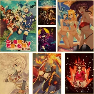 Poster Giấy kraft Treo Tường In Hình anime konosuba megumin Trang Trí Quán Cà Phê / Phòng Ngủ