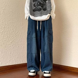 Quần jeans Dài Lưng Cao Ống Rộng Thời Trang Dành Cho Nam