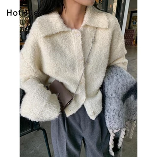 Áo Khoác cardigan Dệt Kim Cổ Bẻ Dày Dặn Thời Trang Thu Đông Phong Cách Phương Tây Cho Nữ