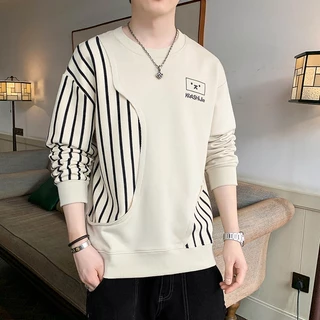 Áo Sweater Cổ Tròn Họa Tiết Kẻ Sọc Phong Cách Đường Phố Thời Trang Xuân Thu Cho Nam