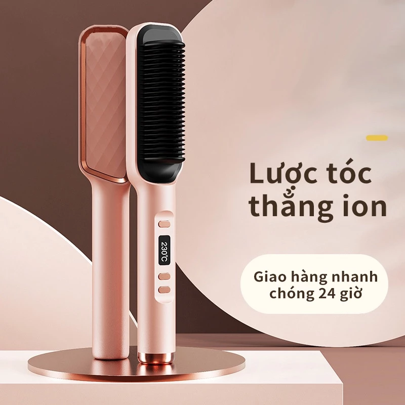 Lược Điện Chải Tóc Tạo Kiểu Chuyên Nghiệp Kiêm Chức Năng Uốn, Duỗi Tạo Kiểu Tóc