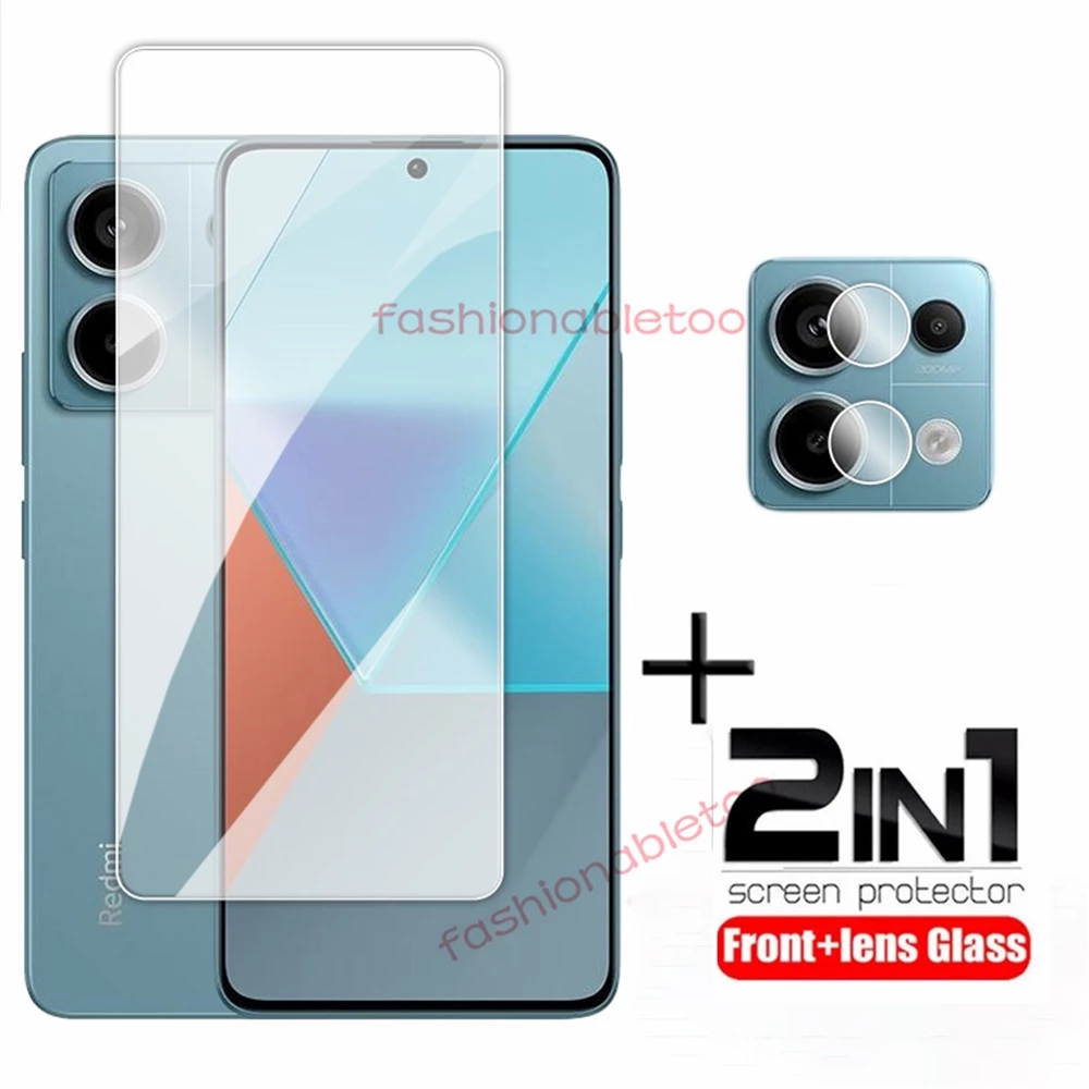 Phim kính cường lực bảo vệ màn hình 2 trong 1 cho Redmi Note 13 pro + 13R pro 13Rpro 13 Turbo 13Turbo Note13proplus Note13pro + Kính bảo vệ ống kính phía sau máy ảnh Full Cover Phim phía trước