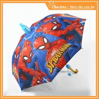 Ô Dù Đi Nắng Che Mưa Cho Bé Trai Hình Siêu Nhân Nhện Spider Man Cán Dài Tặng Kèm Còi