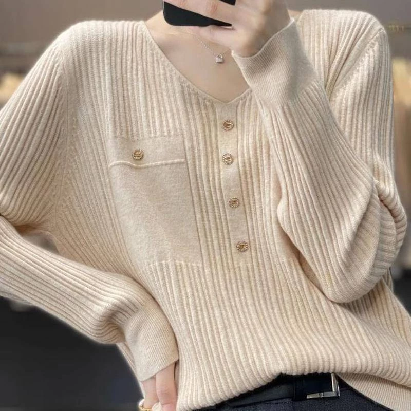 Áo sweater Cổ Chữ v Phong Cách Mới Mùa Thu