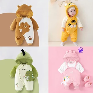 Quần áo trẻ em Chất Nỉ Bông ấm áp, Bộ body cho bé hình thú đáng yêu, Bodysuit cho bé từ 0-12M