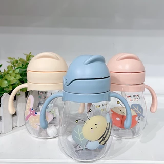 350ml Baby Sippy Cốc Nước Trẻ Em Tay Cầm Học Cho Ăn Bình Uống Chống choking Với Trọng Lực Bóng Trẻ Em Cốc Tập Có Ống Hút