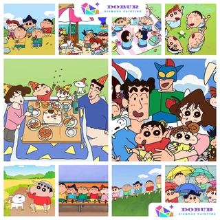 Doburg | Bộ tranh kim cương | Crayon Shin-chan 5D DIY Tròn Full Khoan Canvas Với Số Hàng Thủ Công Quà Tặng Trang Trí Tường Nhà Cửa