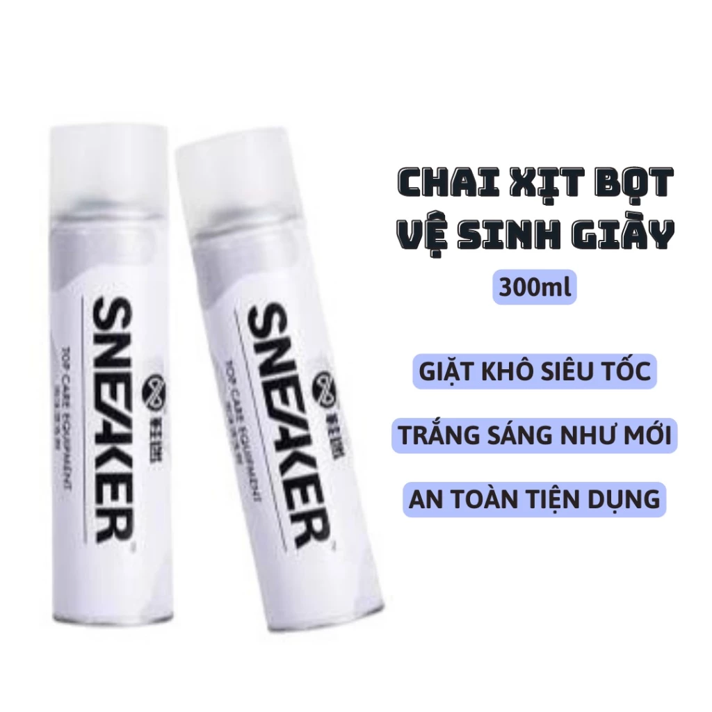 Bình Xịt Vệ Sinh Giày, Bình Xịt Bọt Tuyết Giặt Khô Giày, Dung Dịch Vệ Sinh Giày, Vệ Sinh Giày Dép Sneaker Cao Cấp BA9