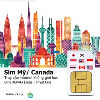 Sim du lịch Mỹ, Canada - Sim data 4G, không giới hạn 3G