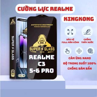 Kính cường lực Realme C3, Realme 5 Pro / 6 Pro Kingkong full màn | Miếng dán bảo vệ màn hình cho Realme | MEKCASE