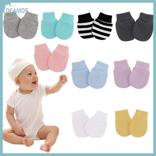 1 Đôi Găng Tay cotton Mềm Chống Xước Bảo Vệ Mặt Màu Trơn Cho Bé Sơ Sinh