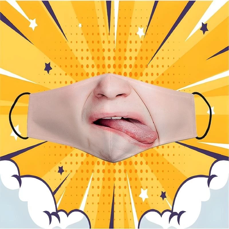 Khẩu Trang Thè Lưỡi Nhệch Mồm Hài Hước Đeo Chống Bụi Chống Nắng Thoải Mái Giá Rẻ
