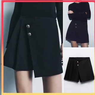 Zara Quần Short Lưng Cao Xếp Ly Dáng Ôm Thời Trang Mùa Hè Dễ Phối Đồ Cho Nữ4387244