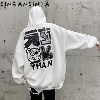 Sinransinya Áo Hoodie Cao Cấp In Chữ Phong Cách Đường Phố Mỹ Đơn Giản Thời Trang Cho Nam Và Nữ