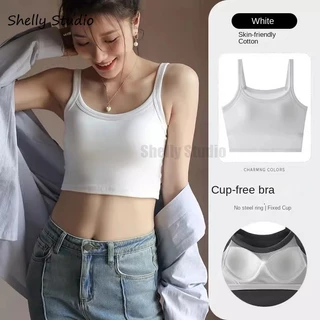 Áo lót vải cotton Trắng Dài Có Đệm Ngực Thời Trang Mùa Hè Cho Nữ