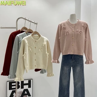 MAIFUWEI Áo Len áo khoác cardigan Fashion Trendy Comfortable Thời trang WMY24105MM 2Z240108