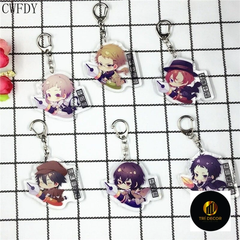 Móc khóa New Bungou Stray Dogs 2 mặt trong suốt Acrylic Dazai Osamu Nakahara Chuuya chibi dễ thương