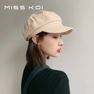 Misskoi [Hàng Có Sẵn] Mũ Beret Hình Bát Giác Nhỏ Màu Trơn Phong Cách Retro Anh Quốc Mùa Xuân Thu Cho Nữ Sinh