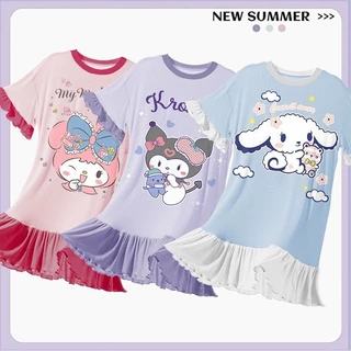 Kawaii sanrio cinnamoroll Đồ ngủ Ngắn Tay Họa Tiết Hoạt Hình anime Đáng Yêu Cho Bé Gái