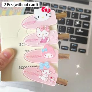 Sanrio Hồng Traceless Tóc Cô Gái Ngọt Ngào Trái Tim Bên Kẹp Nổ Kẹp Tóc Hoạt Hình Dễ Thương Đa Năng Phụ Kiện Tóc