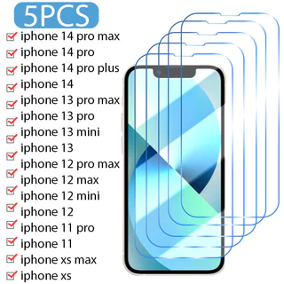 5 Chiếc Kính Cường Lực Cho iPhone 11 12 13 14 15Pro XR X XS Max Bảo Vệ Màn Hình Cho iPhone 12 13 Mini 7 8 6 Plus 14Plus SE Kính