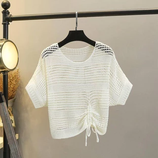 Áo sweater Cánh Dơi Mỏng Phối Dây Rút Thời Trang Mùa Thu Cho Nữ