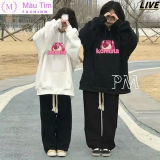 Áo Khoác Nỉ Hoodie Nam Nữ Với Chất Vải dày Dặn Áo Có In Hình Gấu Dâu Dễ Thương Màu Tím Fashion