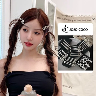 Kẹp tóc JOJO COCO y2k bằng kim loại màu bạc cho nữ