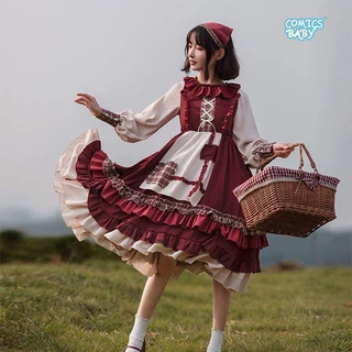 [Little Red Riding Hood] Lolita Dress cosplay Costume Đầm Mùa Thu Đông Autumn Winter Suit op Long Sleeve Princess Dress