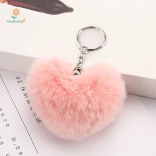 Lily Móc Khóa Thỏ pompom Giả Lông Mềm Trái Tim 8cm Làm Quà Tặng Cho Nữ uuu