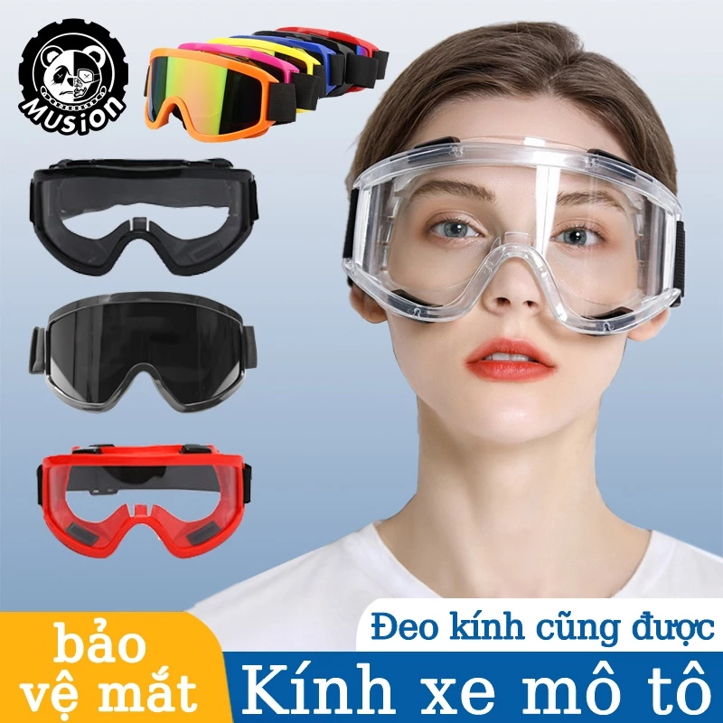 Kính bảo hộ Musion màu trơn cho hoạt động trượt tuyết/ lái xe ATV