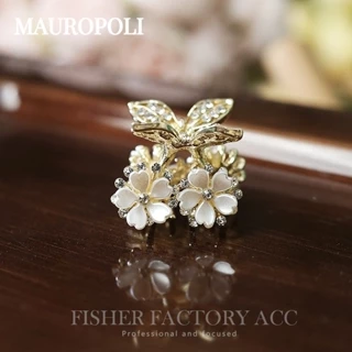 Mauropoli [Sẵn sàng] Kẹp lấy hoa vỏ vừa Kẹp kim cương giả rỗng Kẹp cô gái dễ thương Kẹp tóc đầu phía sau