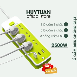 Ổ cắm điện xanh đa năng chống giật tích hợp 3 cổng USB