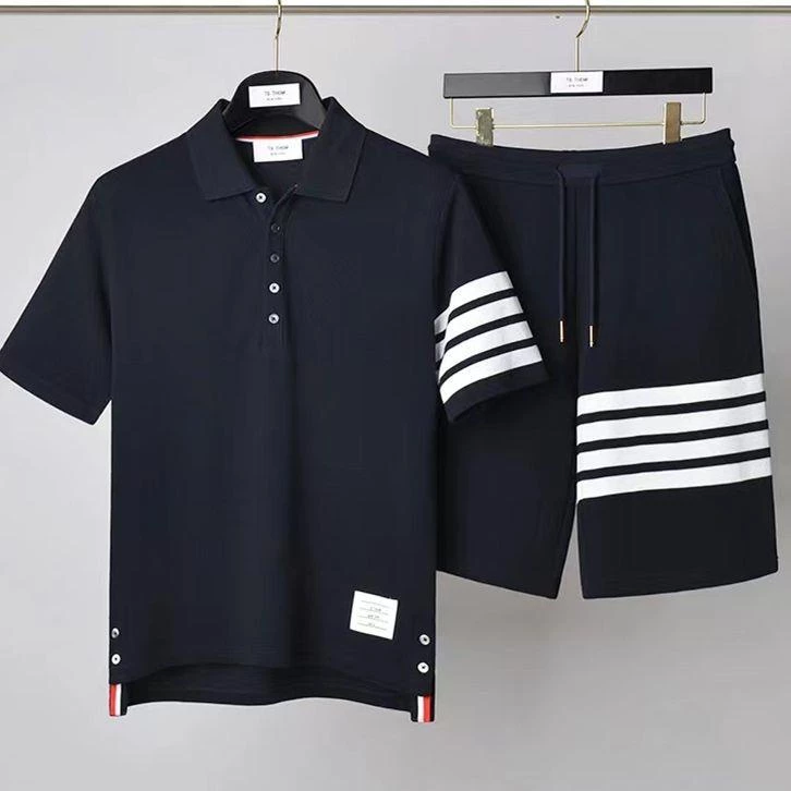 THOM BROWN Mới Set Áo Thun Ngắn Tay Cổ Bẻ Và Quần short Thời Trang Mùa Hè Cho Cặp Đôi THOM BROWN