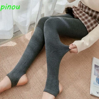 Pinou Quần Legging Len Dệt Kim cotton Giữ Ấm Mùa Thu Cho Nữ