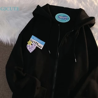 Gjcute Áo Khoác Hoodie Tay Dài Dáng Rộng Có Dây Kéo In Hình Thời Trang Mùa Thu Dành Cho Bạn Nữ Wd