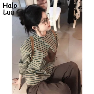 Halo  Luu áo phông áo thun nữ croptop baby tee Popular Korean Thời trang Đơn giản WTX23A0TFL 44Z231102