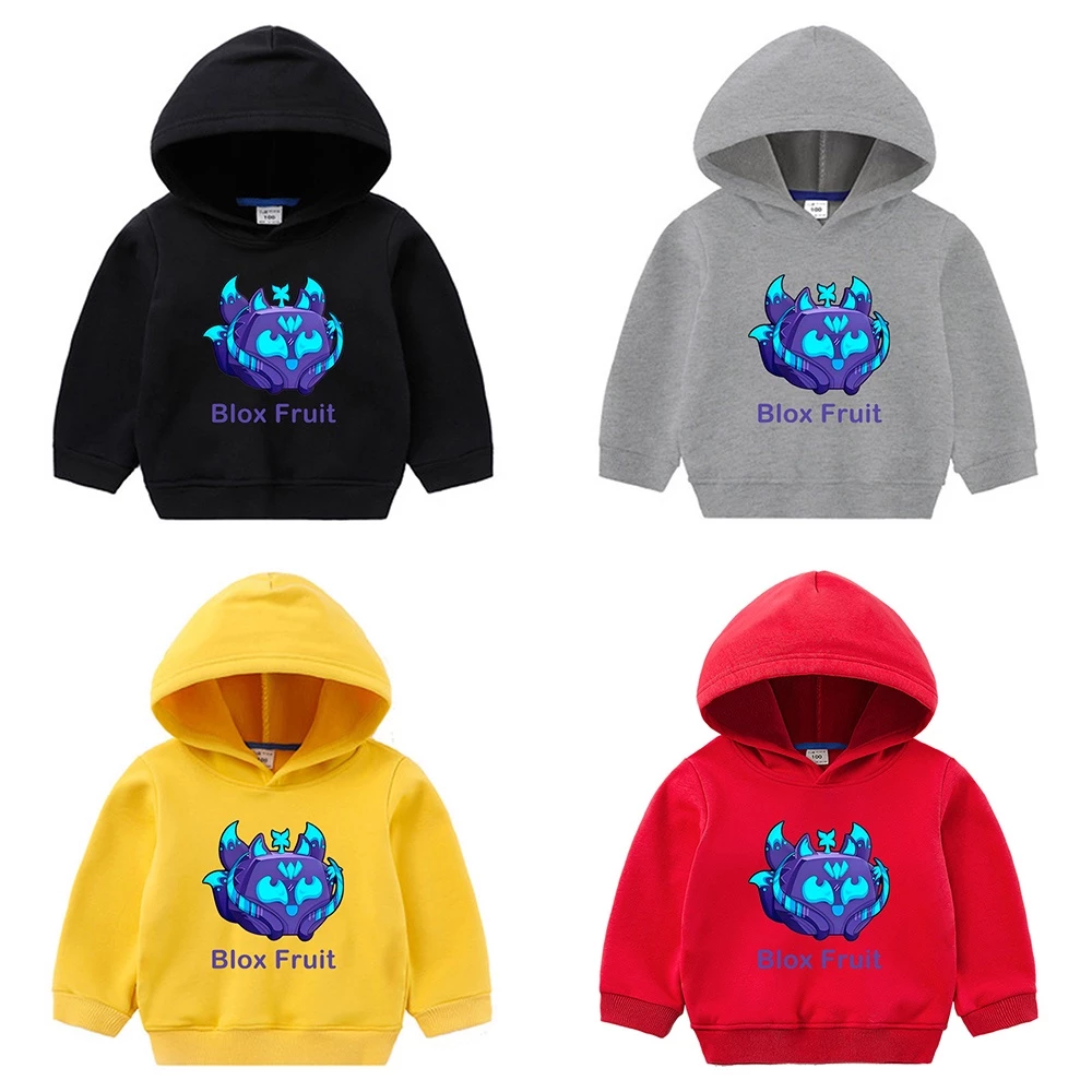 Mingyuan Kitsune Fruit Blox Fruit Áo Hoodie trẻ em Đơn giản Hoạt hình giản dị Áo khoác bé trai và bé gái hàng đầu