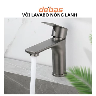 Vòi lavabo rửa mặt inox mạ titan xám cao cấp dáng vuông cao cấp nóng lạnh Debas V5119