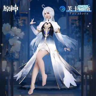 Genshin Impact Fontaine furina Focalors Cosplay Costume Water God Costume Plus Size Anime  Uniform Wig