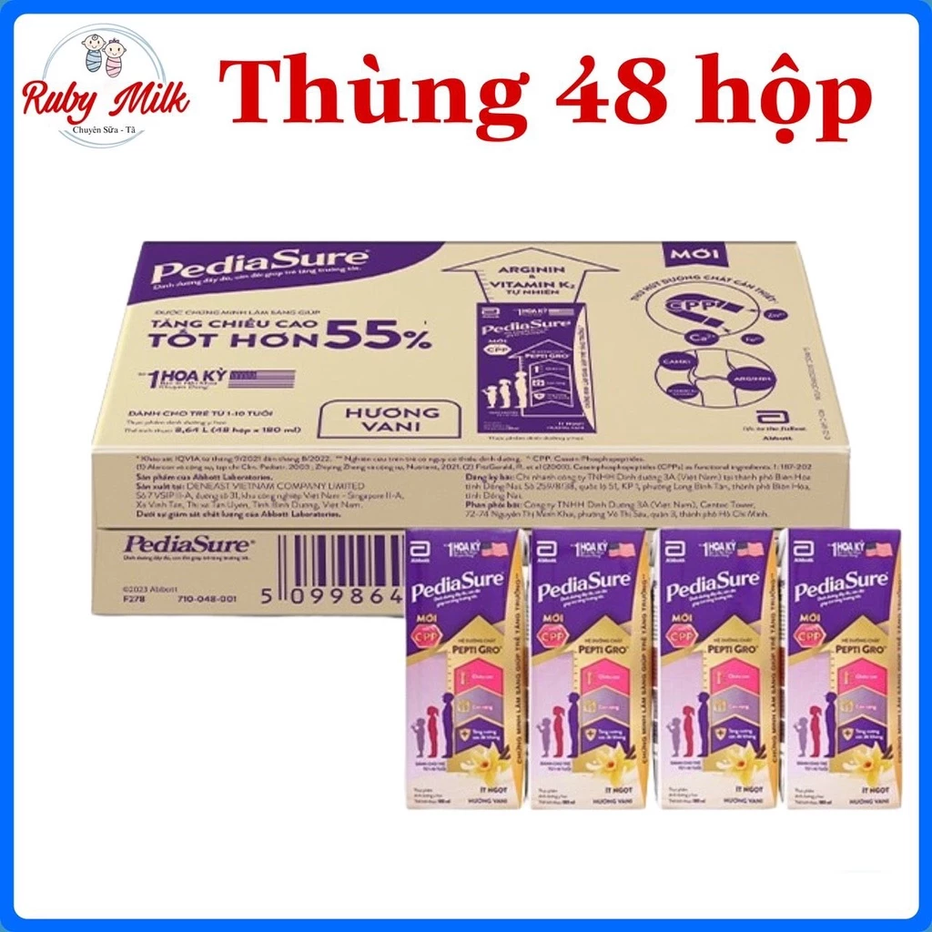 [Date 1.2025 ] Thùng 48 hộp Pediasure pha sẵn hương vani 110ml/180ml