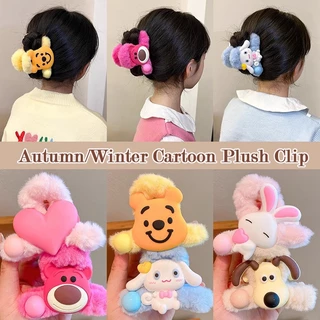 Kẹp Tóc Hình sanrio Phủ Lông Phong Cách Hàn Quốc Dễ Thương Cho Nữ