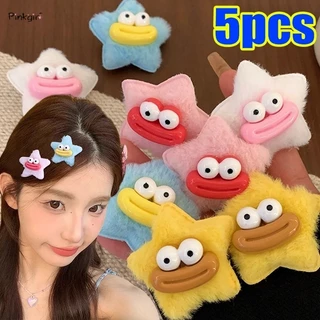 Set 1 / 5 Kẹp Tóc Mỏ Vịt Đính Búp Bê Ngôi Sao Mắt To Dễ Thương Cho Nữ