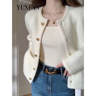 YUNFAN Áo Len áo khoác cardigan Stylish Comfortable Vintage Phong cách WMY23C0908 50Z231213