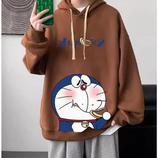 M-5XL Áo khoác áo hoodie sweater nỉ siêu rẻ phù hợp nam nữ rộng thoải mái 2024 NEW In Hình Doraemon Thời Trang Mùa Thu Cho Nam