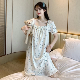 Đầm Ngủ Ngắn Tay In Hoa Phong Cách Công Chúa Hàn Quốc Dễ Thương Thời Trang Mùa Hè Cho Nữ HXVN1021