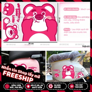 Sticker tem gấu dâu lotso dán xe dán điện thoại | TMN-H005 | Decal cao cấp chống nước, chống phai màu