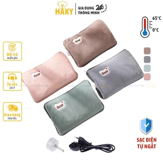 Túi chườm nóng sạc điện tự ngắt lông siêu mềm HAKY022, túi sưởi nóng lạnh giảm ê buốt, đau nhức chân tay, đau bụng kinh