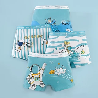 Bộ 4 Quần Lót boxer cotton Họa Tiết Phi Hành Gia Dễ Thương Cho Bé Trai