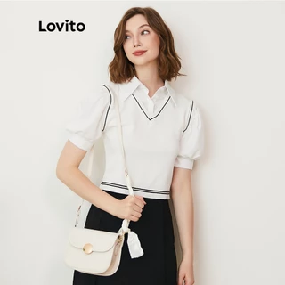 Lovito Áo Preppy L24AD162 (Trắng)